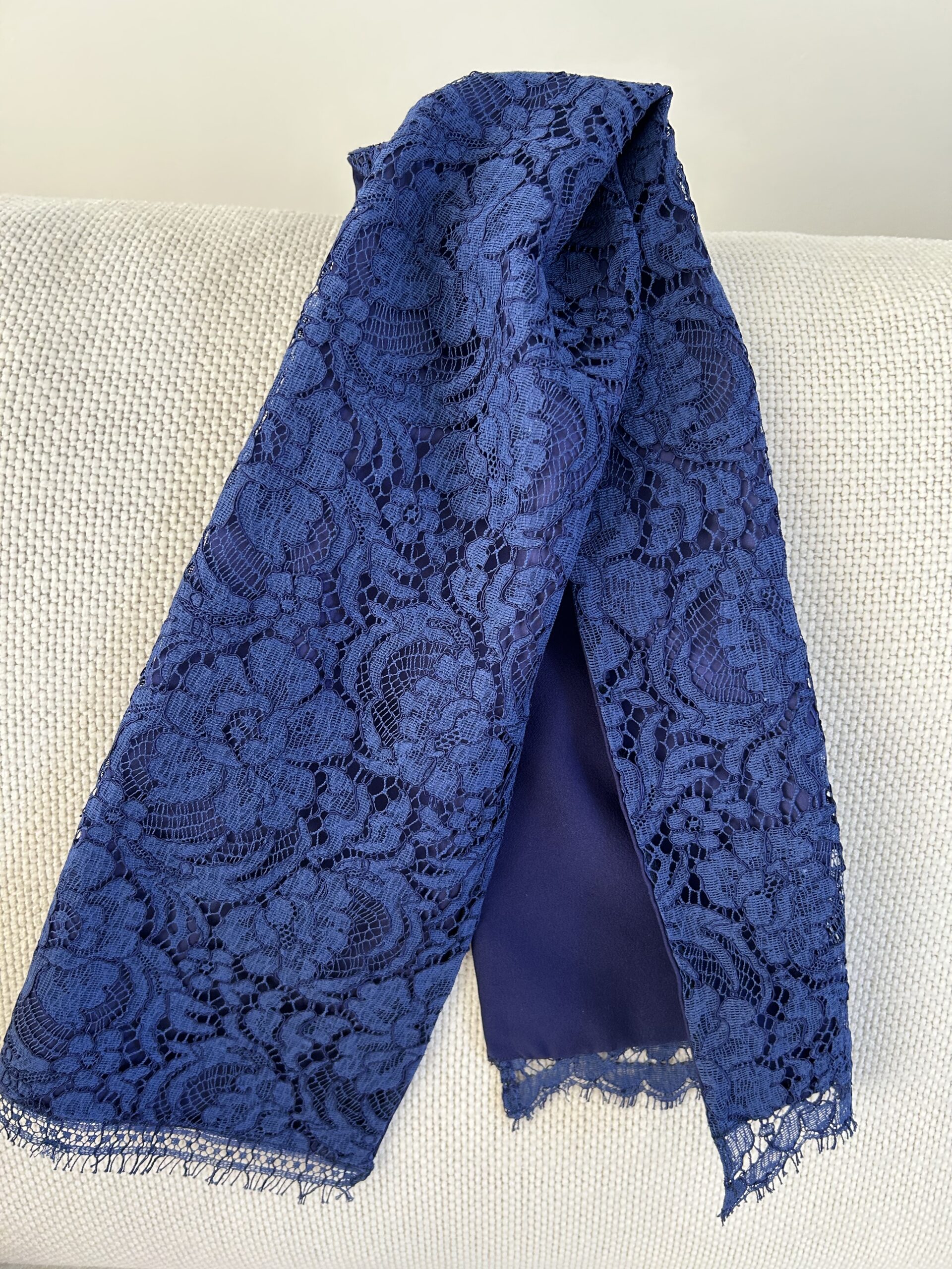 Écharpe en dentelle Bleu Métallisé - Signature F